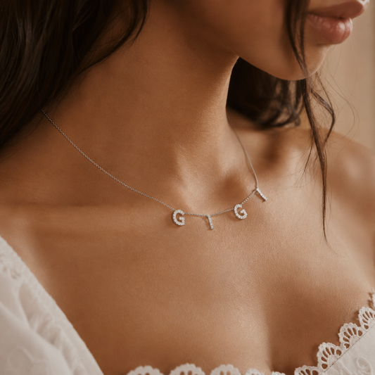 Personalized crystal letter necklace